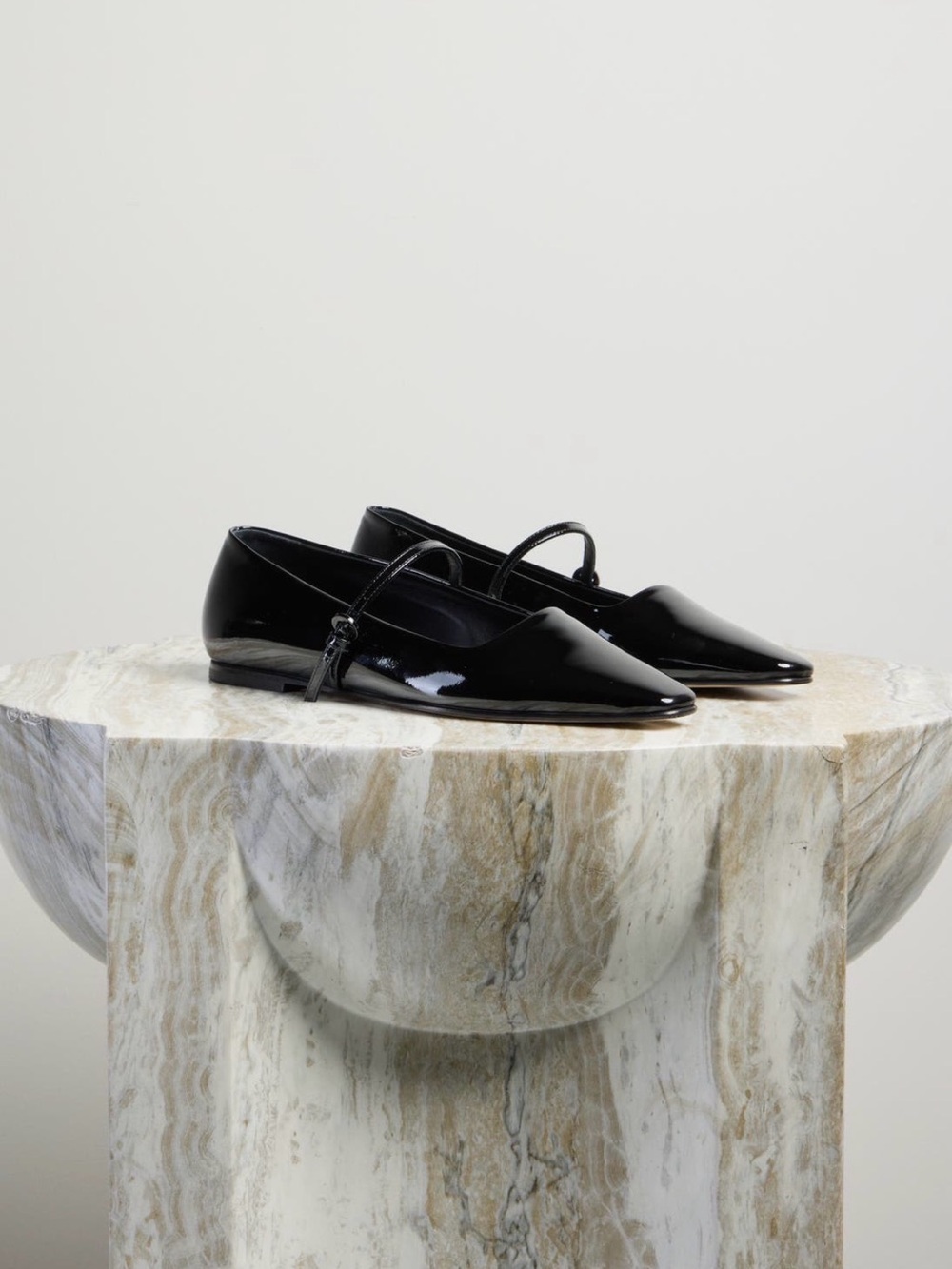 Dear Frances 38 Black Patent Leather Mary Jane Flats Pointed Toe